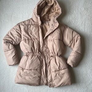 H&M Women's Hooded Puffer Jacket in Camel